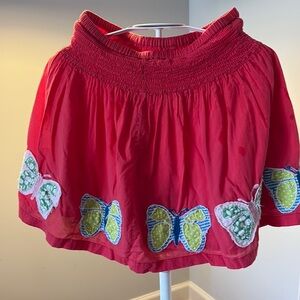 Mini Boden Red and Green Casual skirt with Playful Trim